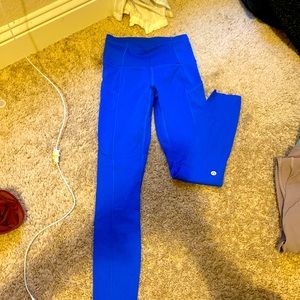 These are blue lululemon leggings in a size 2 worn only a few times
